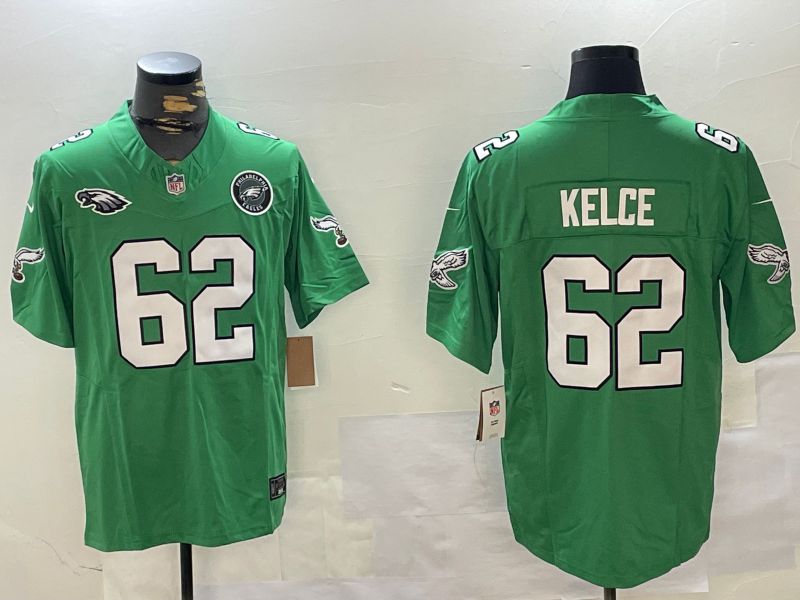 Men Philadelphia Eagles #62 Kelce Green Throwback 2024 Nike Vapor Limited NFL Jersey style 3->philadelphia eagles->NFL Jersey